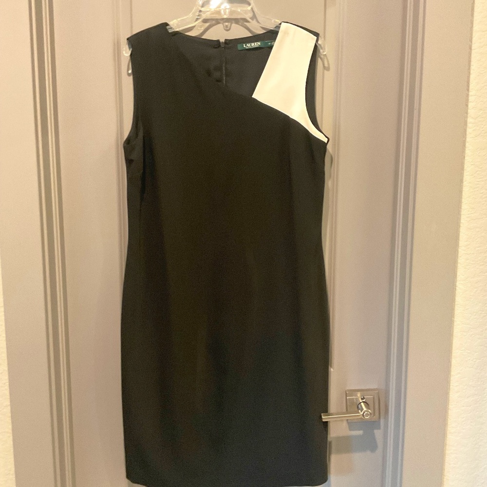 Lauren Ralph Lauren Black Dress with White Shoulder Accent